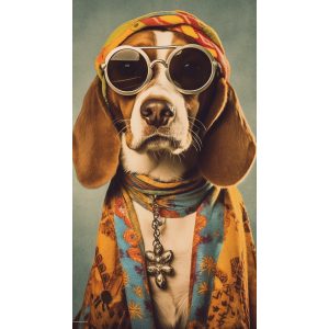 Hippy beagle - Πίνακας σε καμβά