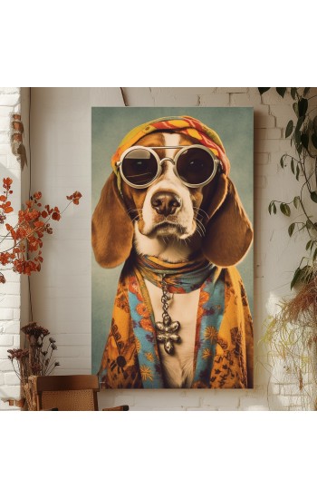 Hippy beagle - Πίνακας σε καμβά