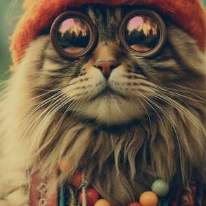 Hippy cat - Πίνακας σε καμβά
