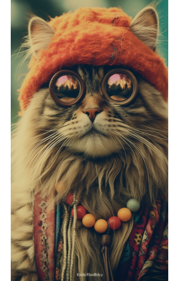Hippy cat - Πίνακας σε καμβά