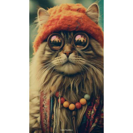 Hippy cat - Πίνακας σε καμβά Κάδρα / Καμβάδες