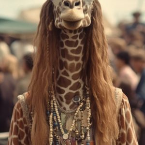 Hippy giraffe in 1969 - Πίνακας σε καμβά