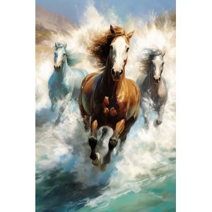 Horses running through the waves - Πίνακας σε καμβά