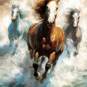 Horses running through the waves - Πίνακας σε καμβά