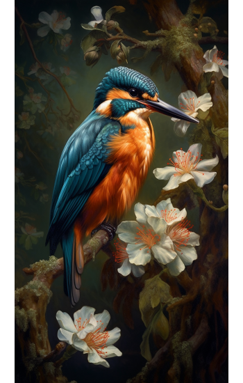 Kingfisher the lord of the flowers - Πίνακας σε καμβά