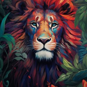 Lion in the jungle - Πίνακας σε καμβά