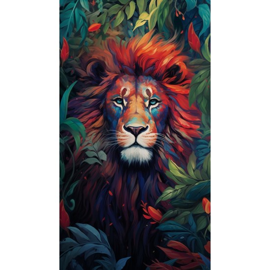 Lion in the jungle - Πίνακας σε καμβά Κάδρα / Καμβάδες