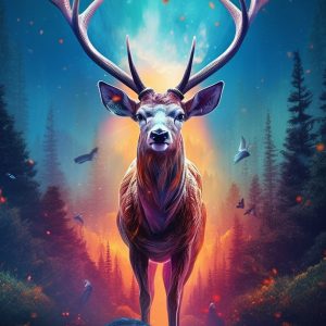 Mythical deer - Πίνακας σε καμβά