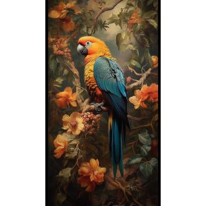 Parrot sitting on the tree - Πίνακας σε καμβά