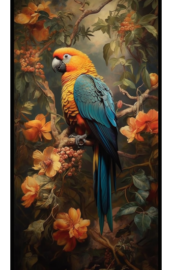 Parrot sitting on the tree - Πίνακας σε καμβά