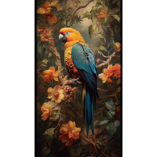 Parrot sitting on the tree - Πίνακας σε καμβά
