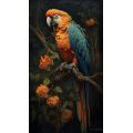 Parrot sitting on the tree 2 - Πίνακας σε καμβά