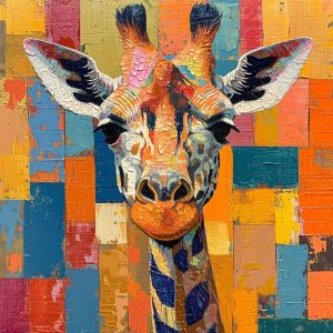 Patchwork giraffe - Πίνακας σε καμβά