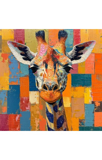 Patchwork giraffe - Πίνακας σε καμβά
