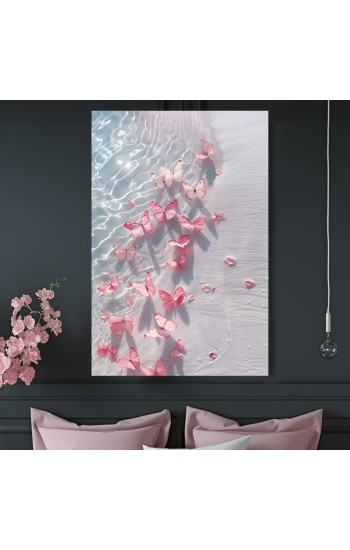 Pink  butterflies - Πίνακας σε καμβά