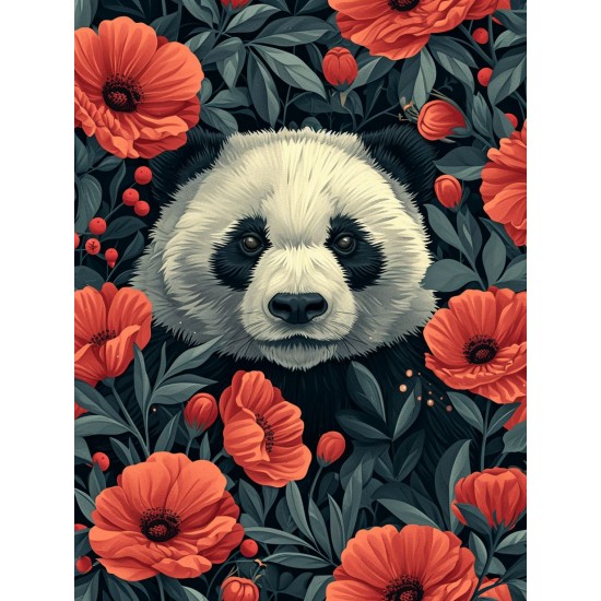 Poppy panda - Πίνακας σε καμβά - Πίνακας σε καμβά Κάδρα / Καμβάδες
