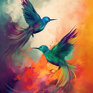 Two birds flying - Πίνακας σε καμβά