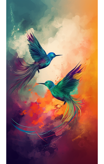 Two birds flying - Πίνακας σε καμβά