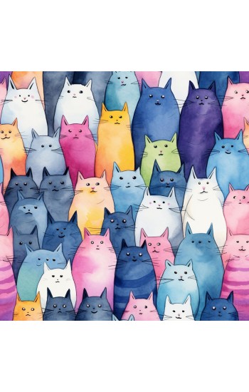 Watercolor cats - Πίνακας σε καμβά