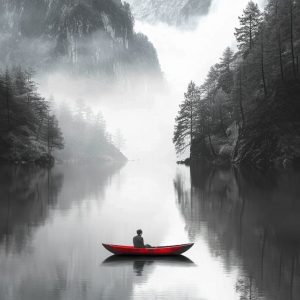 Lake against mountains - Πίνακας σε καμβά