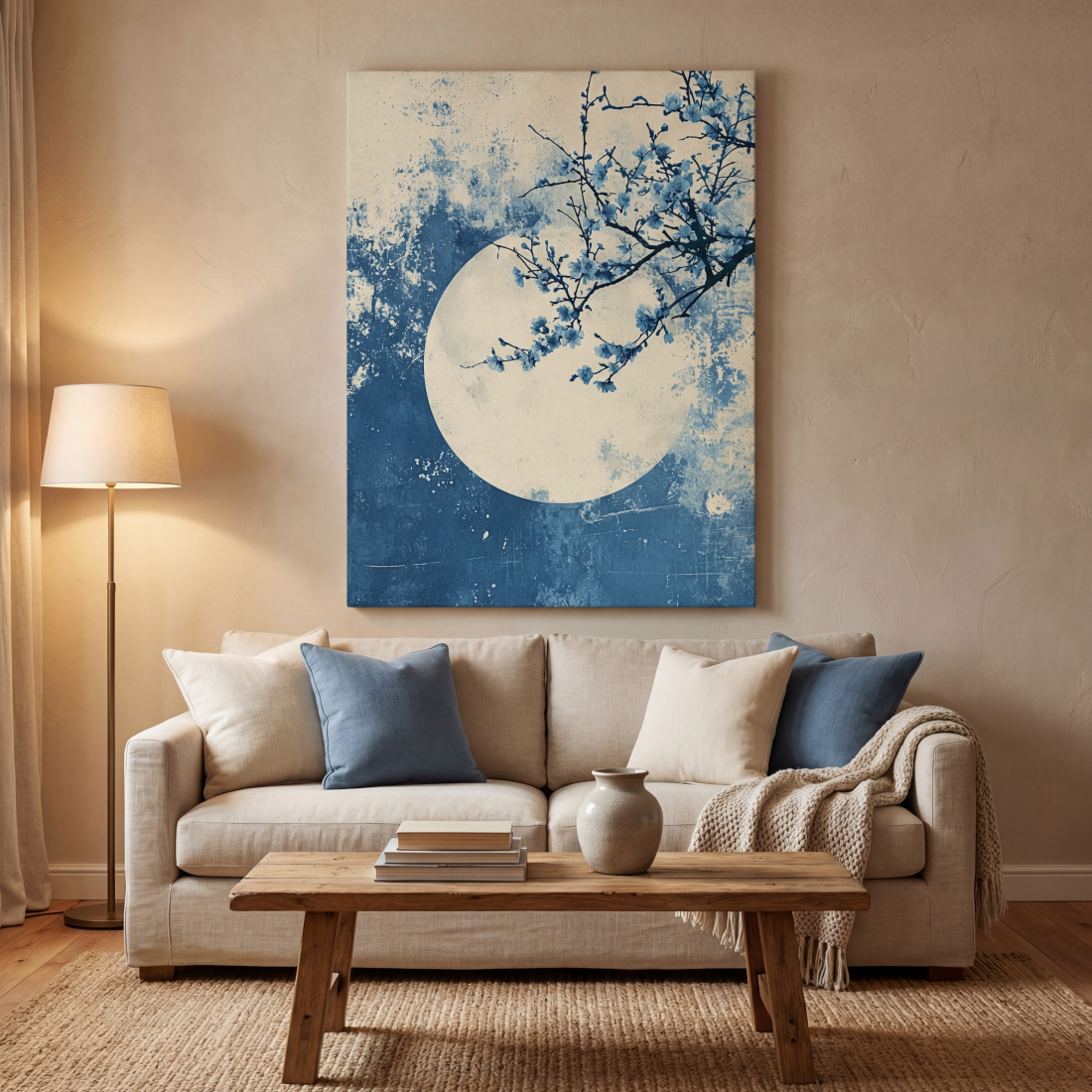 Πίνακας καμβά Blue Moon για σαλόνι
