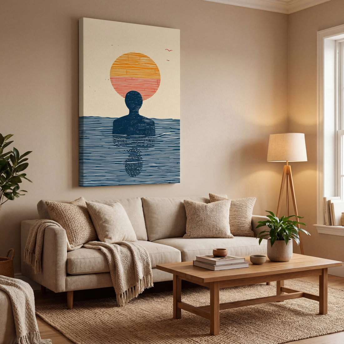 Abstract πίνακας καμβά Swimming για σαλόνι