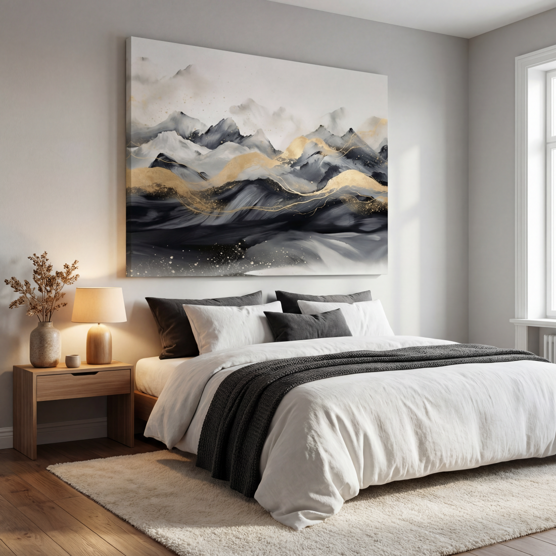 Πίνακας καμβά Black Mountains για υπνοδωμάτιο