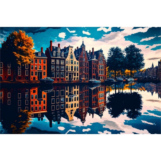 Amsterdam reflection - Πίνακας σε καμβά Κάδρα / Καμβάδες