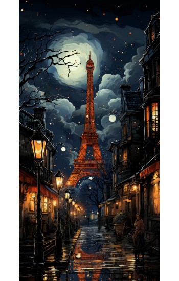 Beautiful night in paris - Πίνακας σε καμβά