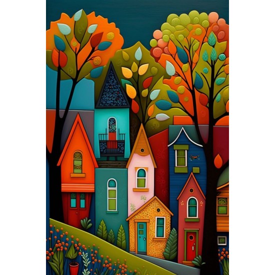 Color neighborhood - Πίνακας σε καμβά Κάδρα / Καμβάδες