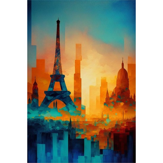 Colorful Paris - Πίνακας σε καμβά Κάδρα / Καμβάδες