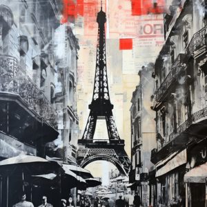 Paris newspaper collage - Πίνακας σε καμβά Paris newspaper collage - Πίνακας σε καμβά