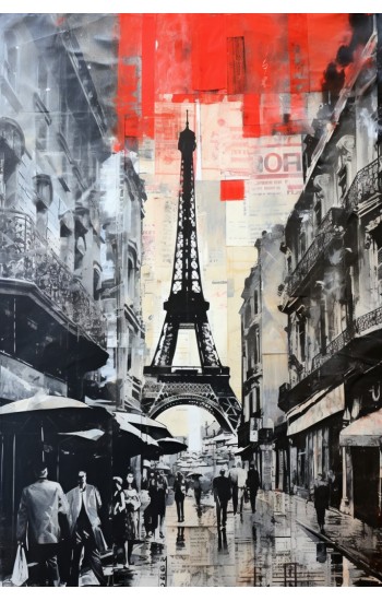 Paris newspaper collage - Πίνακας σε καμβά