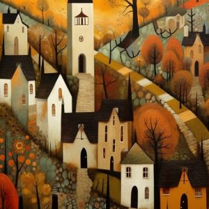 Village castle - Πίνακας σε καμβά Village castle - Πίνακας σε καμβά