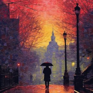 Walking in the rain - Πίνακας σε καμβά Walking in the rain - Πίνακας σε καμβά