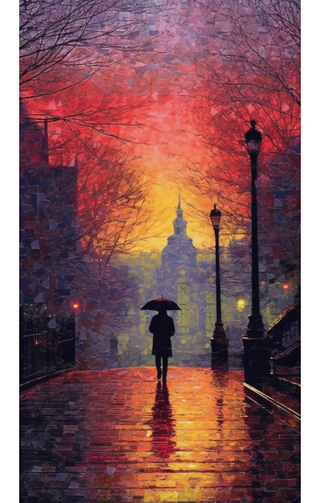 Walking in the rain - Πίνακας σε καμβά