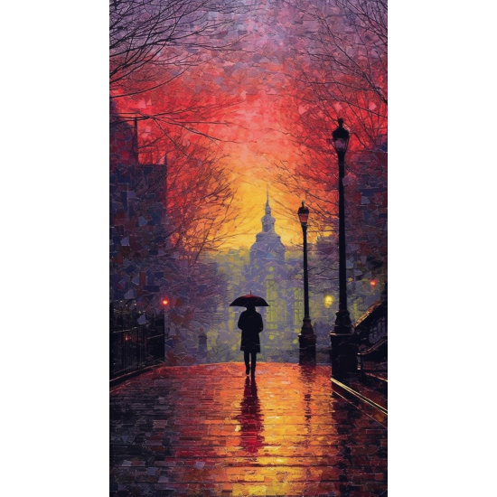 Walking in the rain - Πίνακας σε καμβά Κάδρα / Καμβάδες