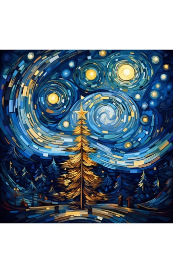 Christmas starry night - Πίνακας σε καμβά