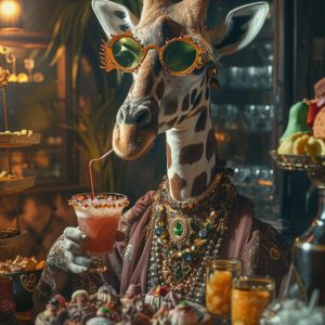 Cocktail Giraffe - Πίνακας σε καμβά Cocktail Giraffe - Πίνακας σε καμβά