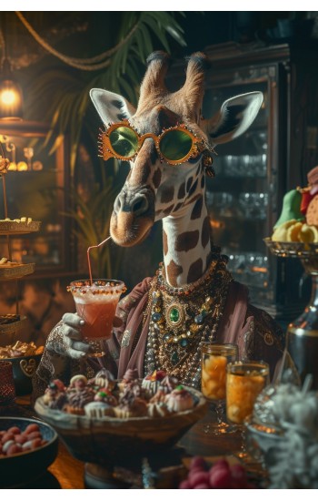 Cocktail Giraffe -  Πίνακας σε καμβά