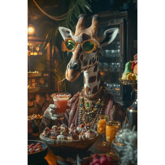Cocktail Giraffe - Πίνακας σε καμβά Κάδρα / Καμβάδες