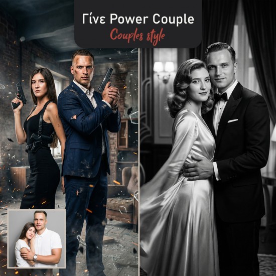 Couple Goals Portrait - Βασιλικό Ρομάντζο ή Action Duo (Για Ζευγάρια)