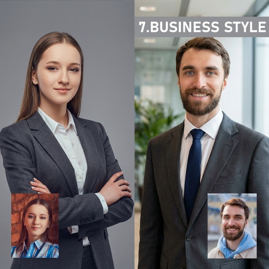 πριν και μετά μετατροπή casual φωτογραφίας άντρα σε επαγγελματικό πορτρέτο με κοστούμι για linkedin ai