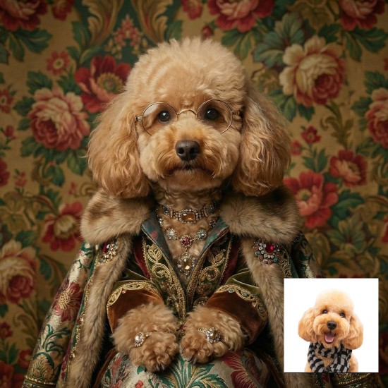 royal pet portrait σκύλος ντυμένος βασιλιάς και σκύλος peaky blinders gangster ai art