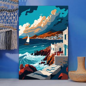 Waves on rocks - Πίνακας σε καμβά Waves on rocks - Πίνακας σε καμβά