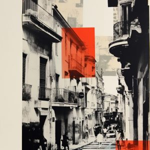 Black and white news paper collage art 2 - Πίνακας σε καμβά