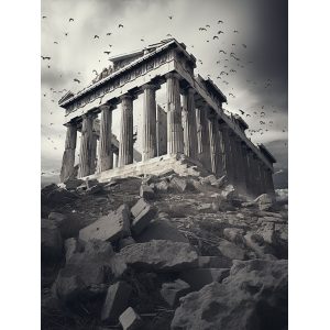 Black and white parthenon - Πίνακας σε καμβά
