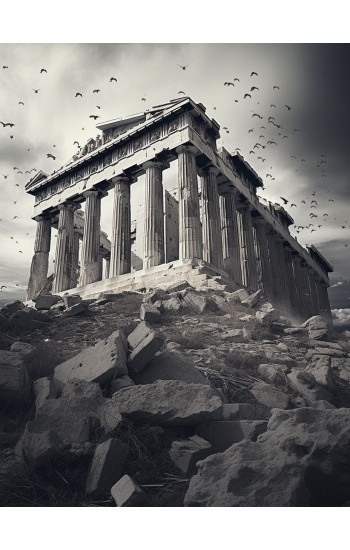 Black and white parthenon - Πίνακας σε καμβά