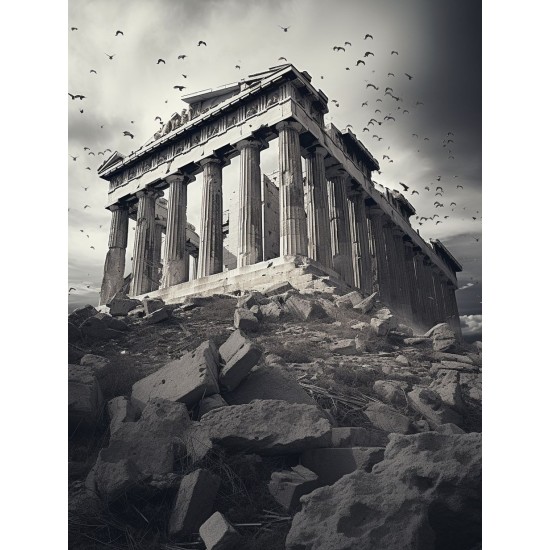 Black and white parthenon - Πίνακας σε καμβά