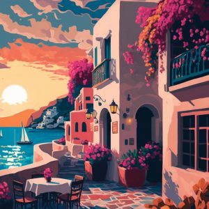 Blossom island coffee shop 2 - Πίνακας σε καμβά